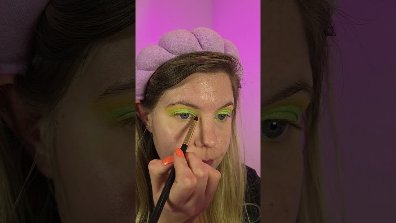 Look 2 of 30 | Makeup Challenge: NEON Makeup Look💛✨️🧚🏻&zwj;♀️👾 #neonmakeup #makeuptransformation #makeup