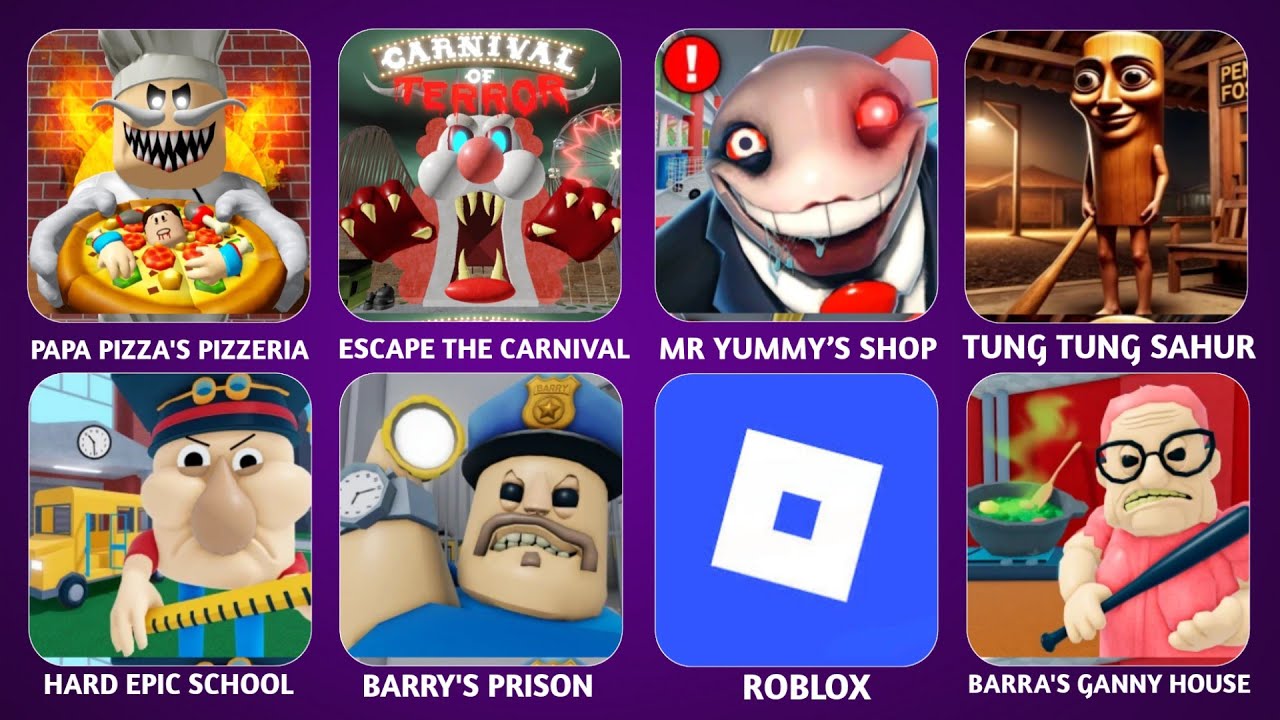 ROBLOX:ESCAPE THE CARNIVAL OF TERROR (OBBY)!,ESCAPE PAPA PIZZA'S PIZZERIA(OBBY)!, Barry's Prison!