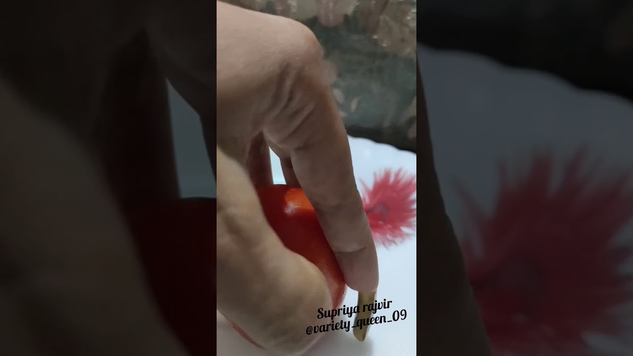 destroy tomato with my long nails😈