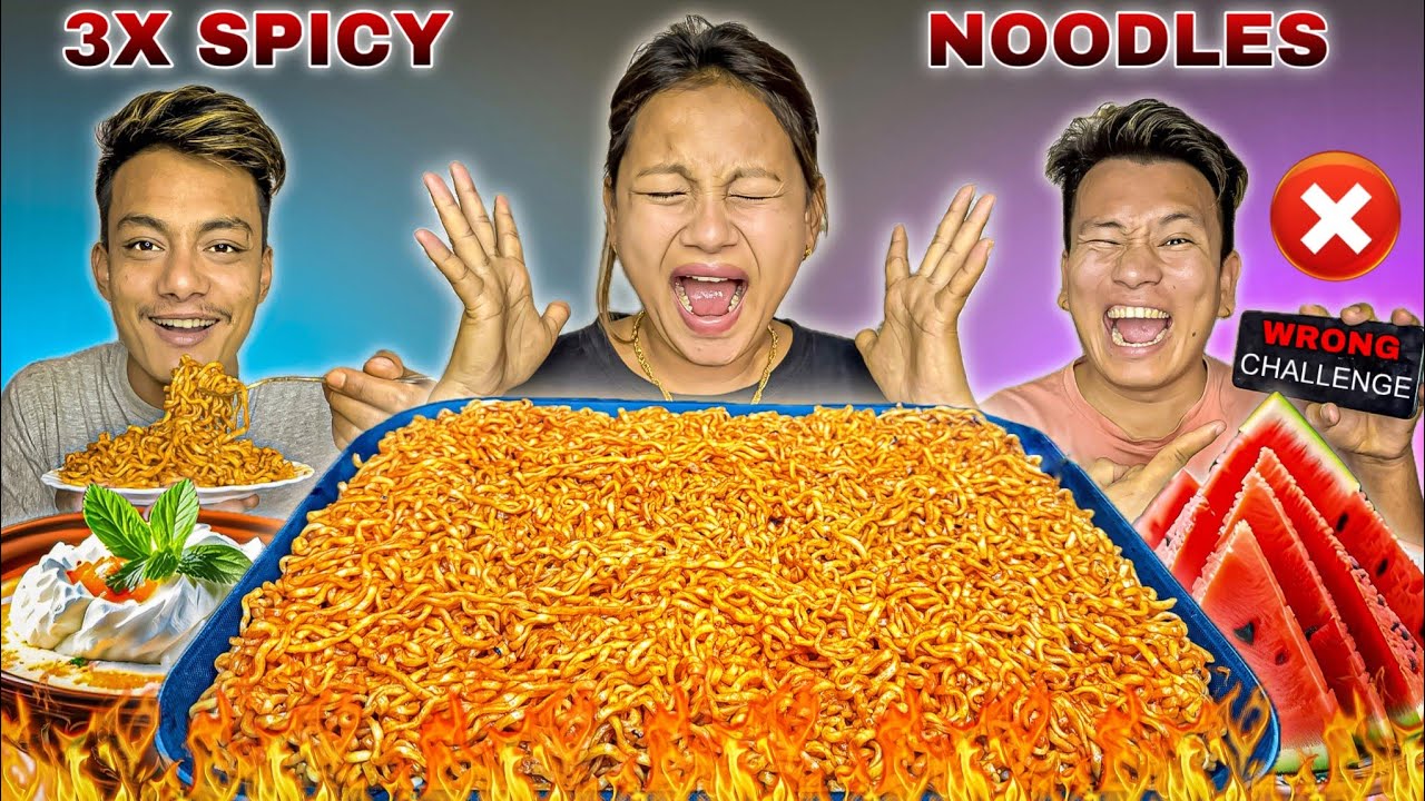 SIX PACKET 3X SPICY 🥵 NOODLE EATING CHALLENGE IN 5 MINUTES | Buldak Ramen 3x | Challenge Gone Wrong