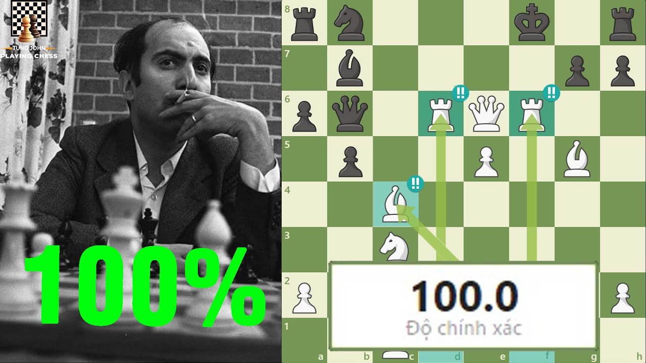 Không Thể Tin Nổi, 4 Nước Đi Thiên Tài, Độ Chính Xác 100% -  Vua Cờ Mikhail Tal vs NN 1963