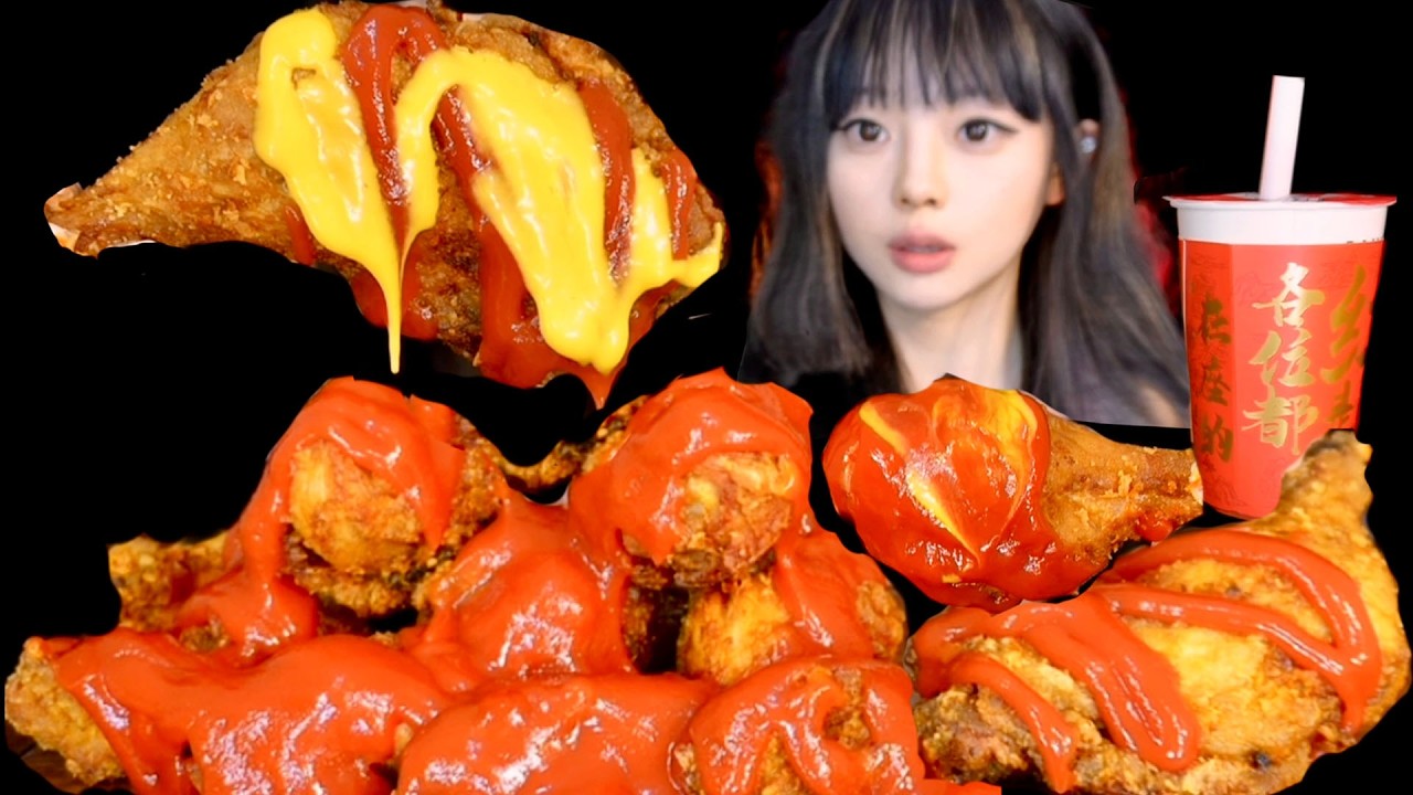 Challenge fresh, juicy, and red fried chicken covered in sauce!