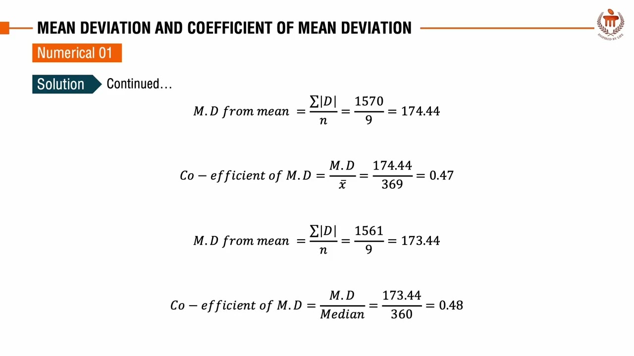 Mean Deviation and Coefficient of Mean Deviation | Quantitative Methods in Management
