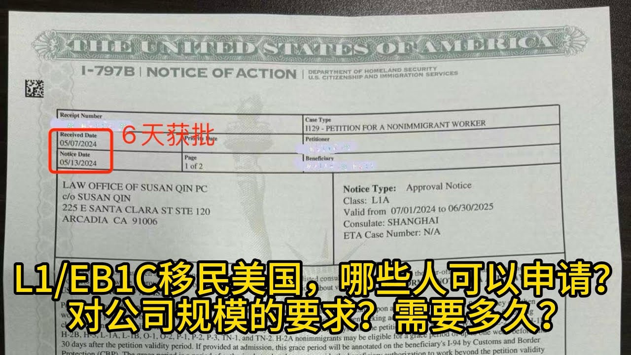 美国移民方式之一：L1/EB1C移民美国，哪些人可以申请？对公司规模的要求？需要多久？