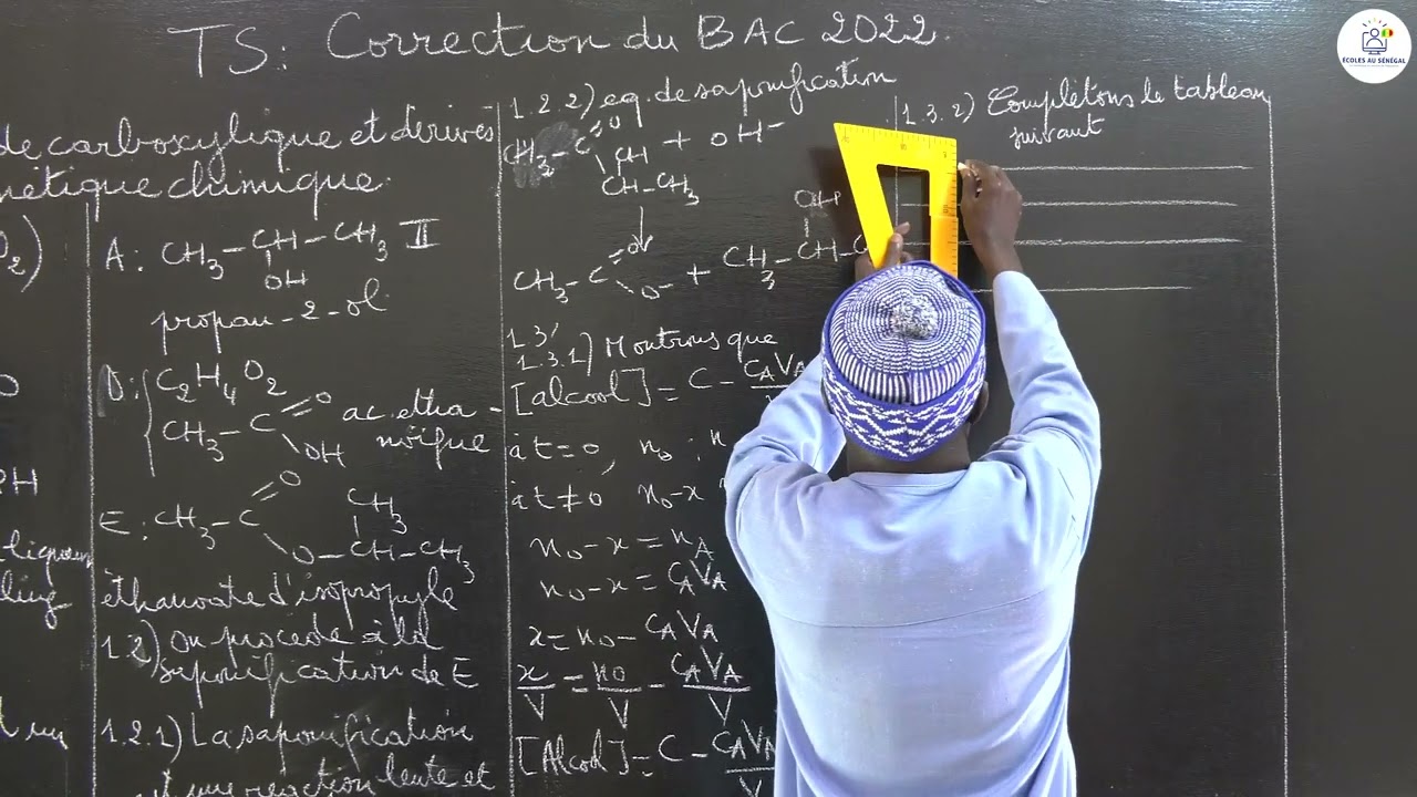 Exercices -Terminale S2- PC: Correction BAC 2022 / Acides carboxyliques /Cinétique Chimique /M. Diop