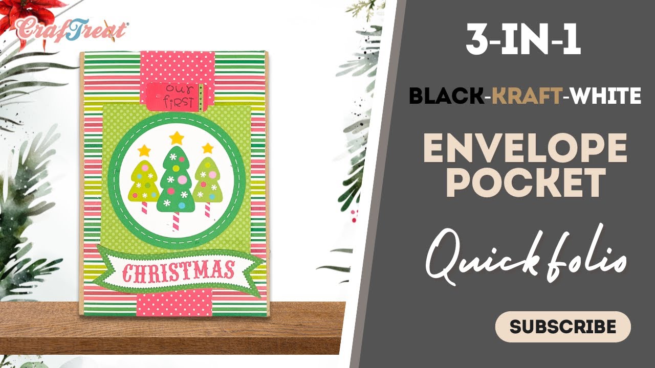 DIY 3-in-1 #christmas  Envelope Pocket #scrapbook  | Quick #Folio by #craftreat  😍