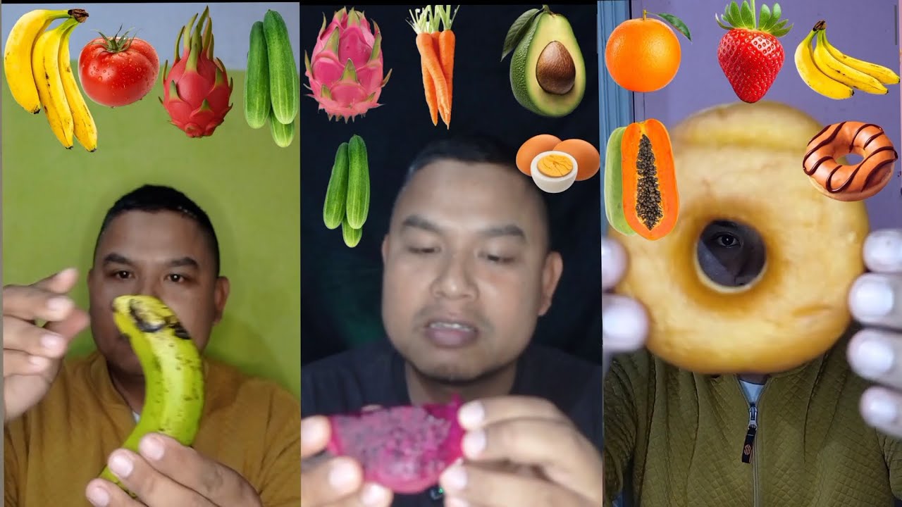 KOMPILASI MUKBANG SESUAI EMOJI|| PISANG || BUAH NAGA || DONAT.