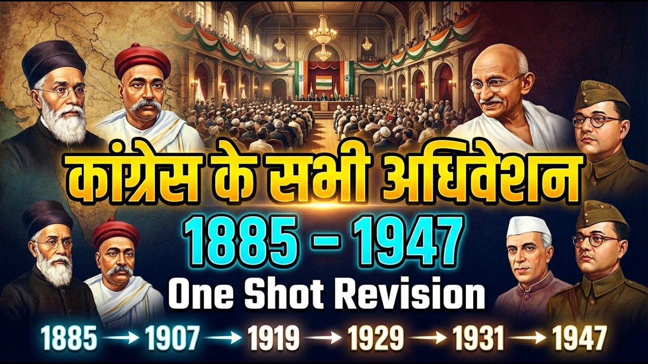 कांग्रेस के प्रमुख अधिवेशन 1885–1947 | Congress Sessions GK | RRB NTPC SSC GD UPSI BSSC BIHAR SI
