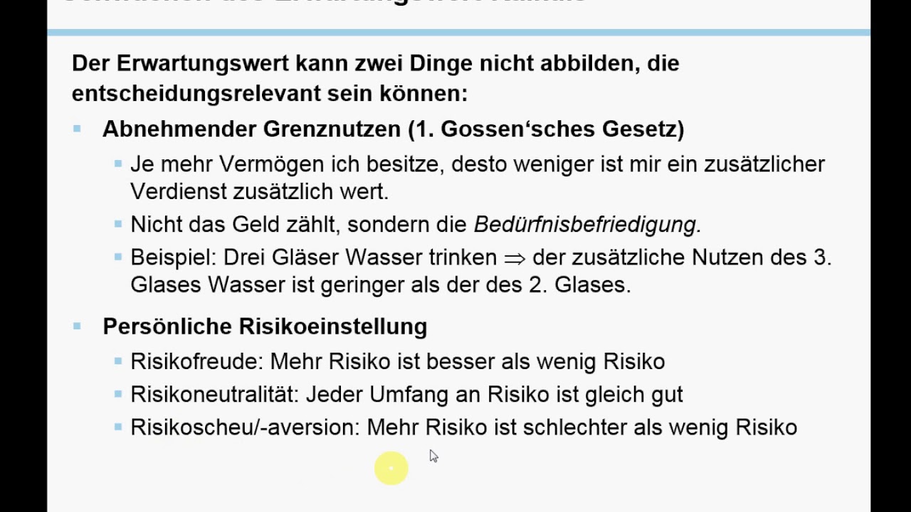 Erwartungswert und Erwartungsnutzen (11:45)