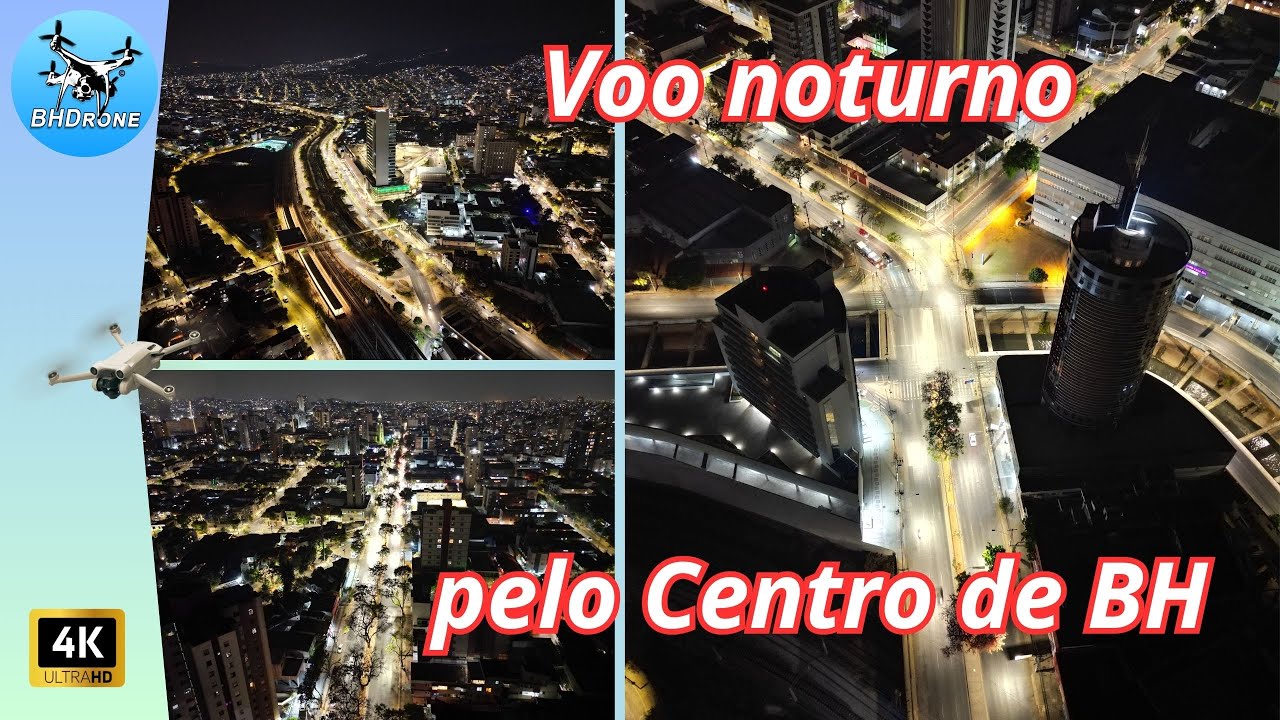 Deslumbrante à vista do centro de Belo Horizonte à noite pelo alto.