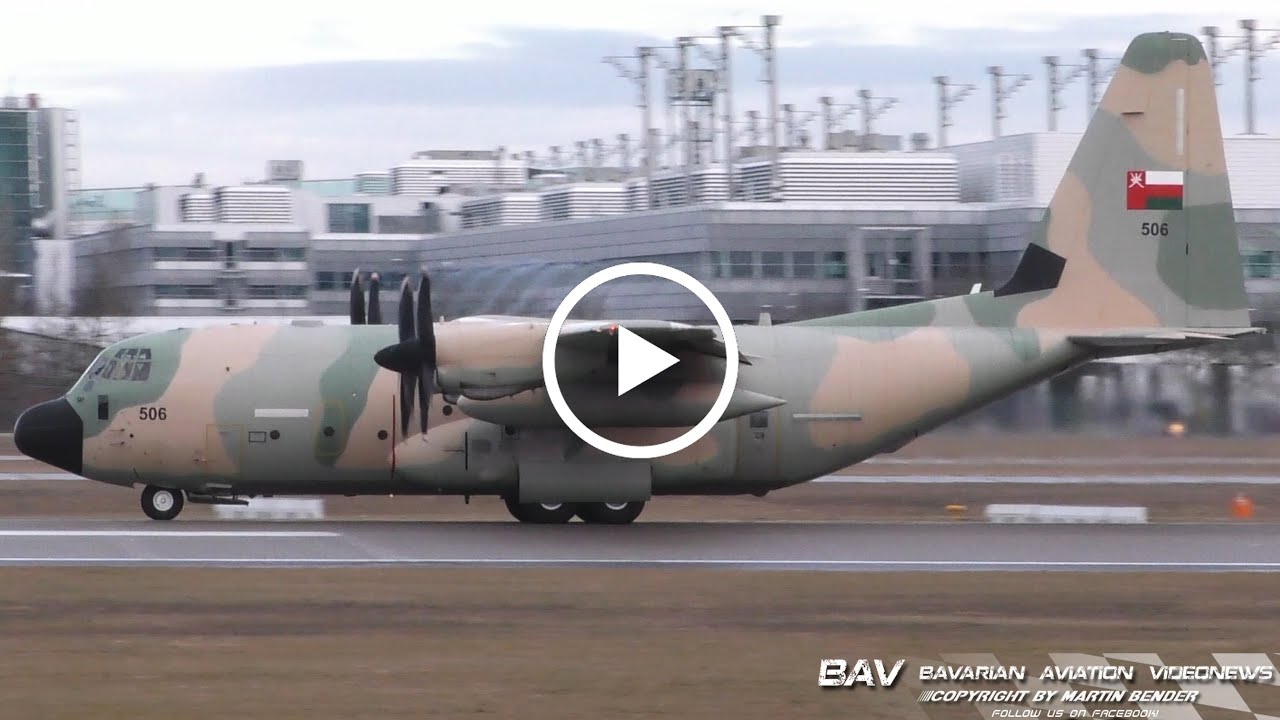 Lockheed-Martin C-130J Super Hercules - Royal Air Force of Oman 506 - takeoff at Munich Airport