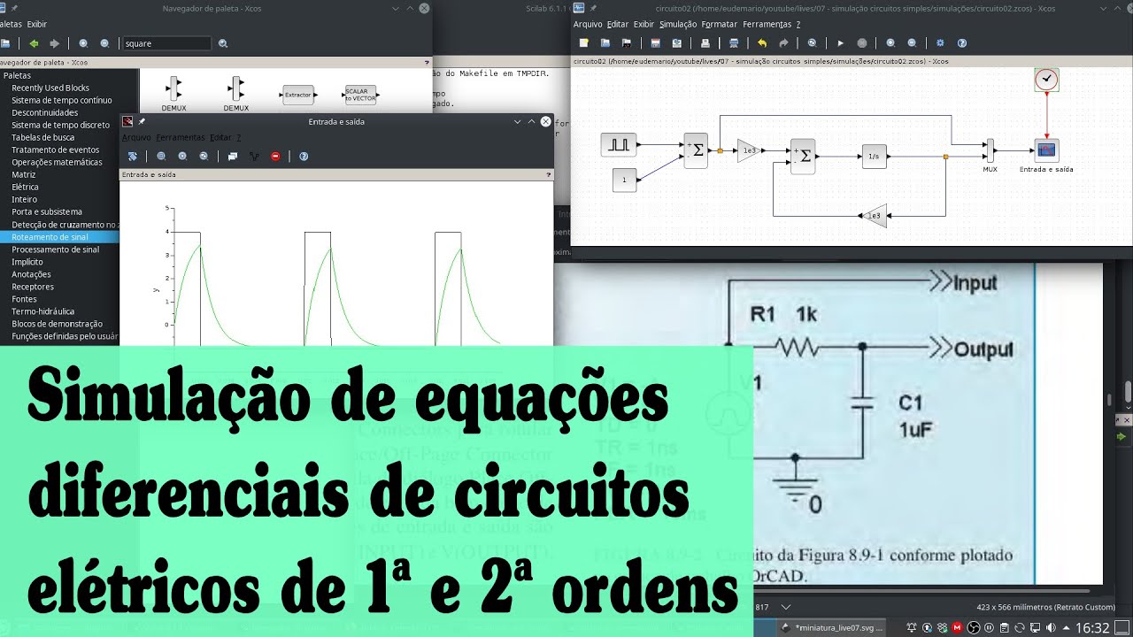 Transitórios em circuitos elétricos - Simulação das equações diferenciais via software Xcos/Scilab