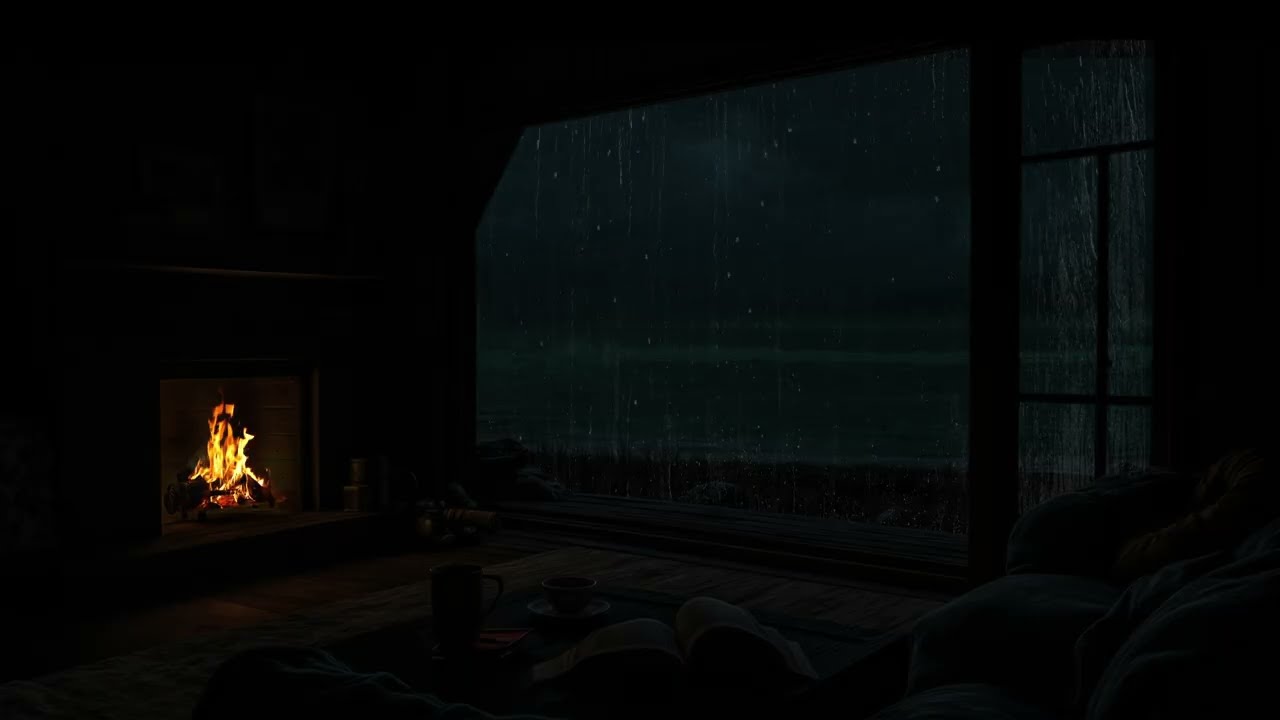 Midnight Fire & Ocean Rain 🌙🔥 | Meditative Storm for Deep Sleep & Emotional Calm