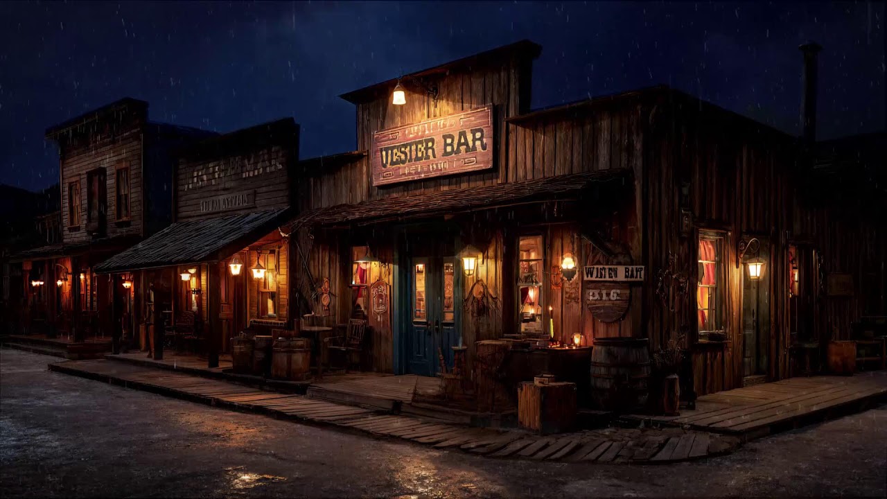 Warm Lights In The Rain • Quiet Western Lofi Night