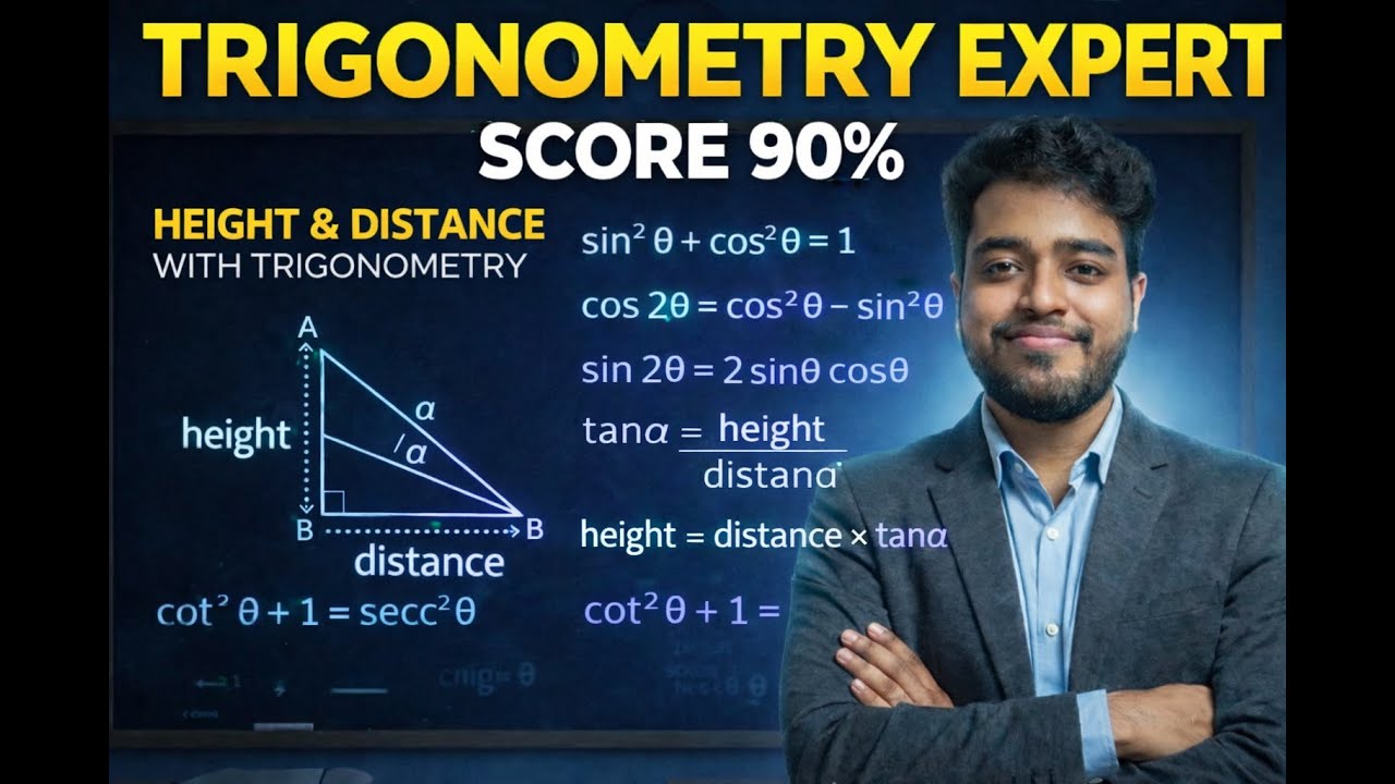 Height and Distance| Trigonometry Made Easy😱| Full Chapter for Boards| Score 90%+ |Learn From Basics