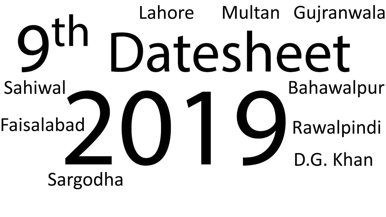 9th Class Datesheet 2019