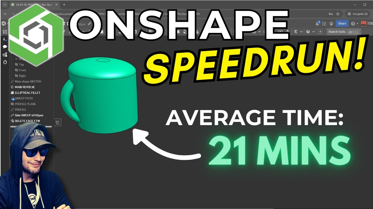 ONSHAPE SPEEDRUN / TUTORIAL - Ellipse, Pierce, and Sweep!