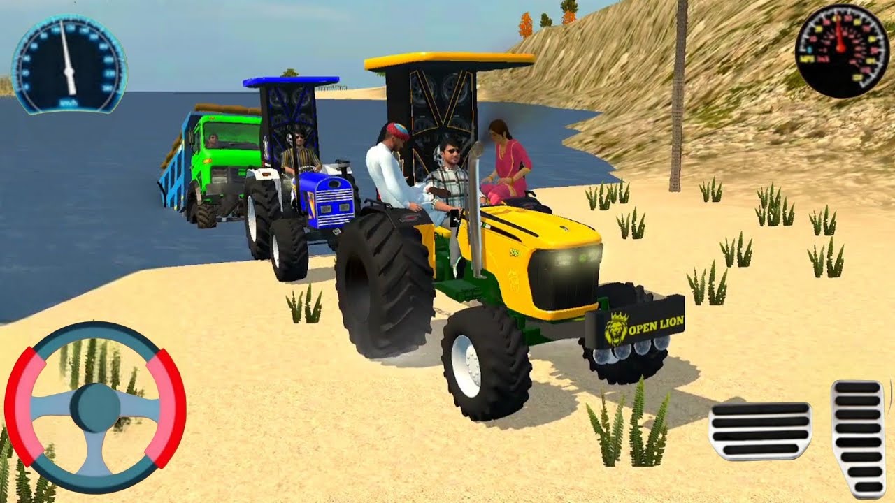 Indian truck stuck in sea and tractors rescue the truck from sea #tractorgame #gamingvideo