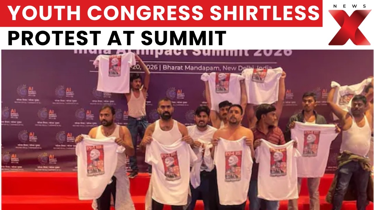 Youth Congress Stages Shirtless Protest At AI Summit, Targets PM Modi Over AI Event Row
