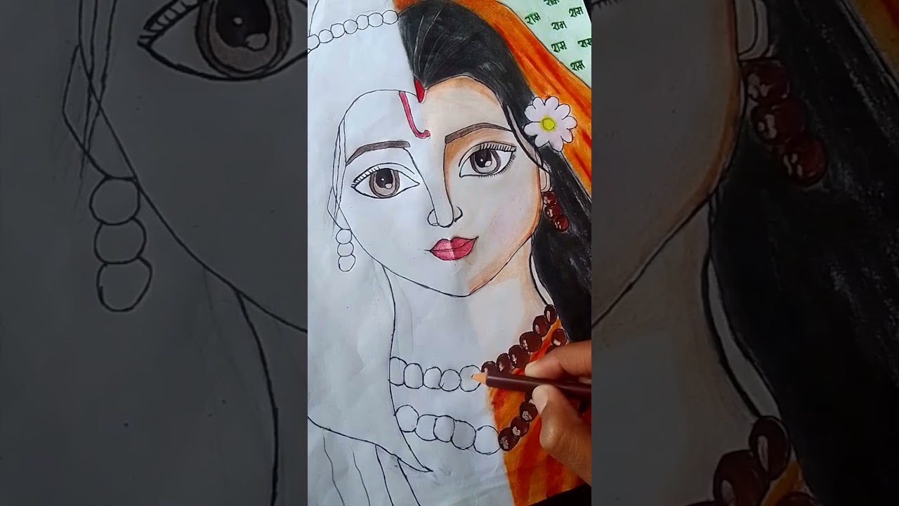 Ram and Sita Half face drawing 