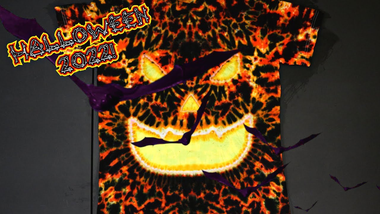 DIY Halloween Ideas 2022 - Tie Dye Jack-O'-Lantern T-Shirt - Step by Step Tutorial