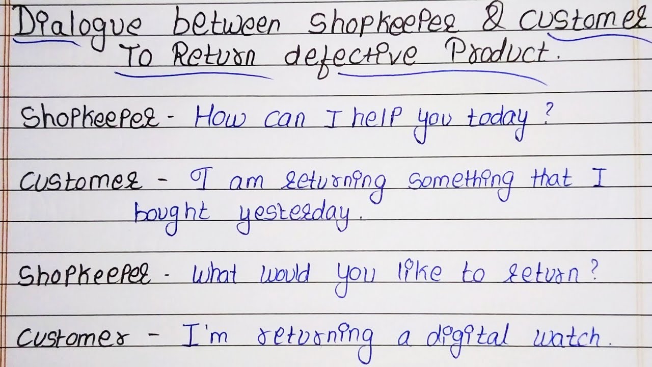 Dialogue between shopkeeper & customer to return defective product || LGV Education
