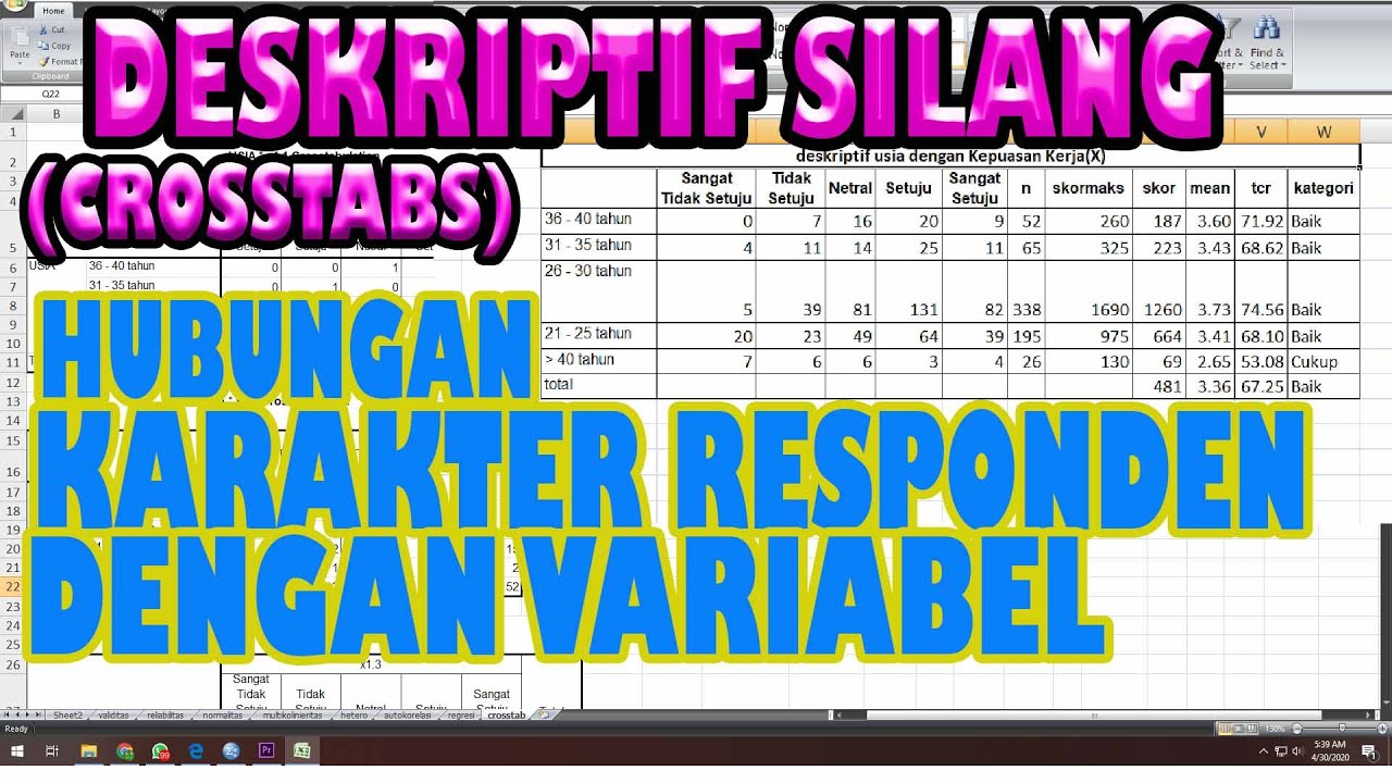 DESKRIPTIF SILANG,CROSSTAB, HUBUNGAN ANTARA KARAKTER RESPONDEN DENGAN VARIABEL DAN PERTANYAAN