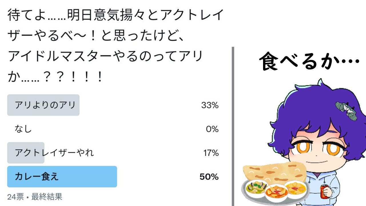 アンケートの奴隷、カレー食べる