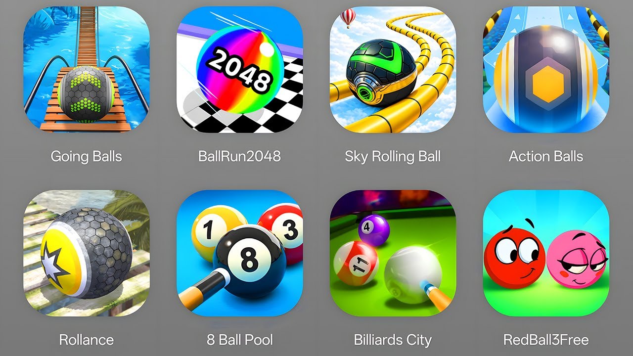 Going Balls, Ball Run 2048, Action Balls, Rollance Ball, 8 Ball Pool, Billiards City