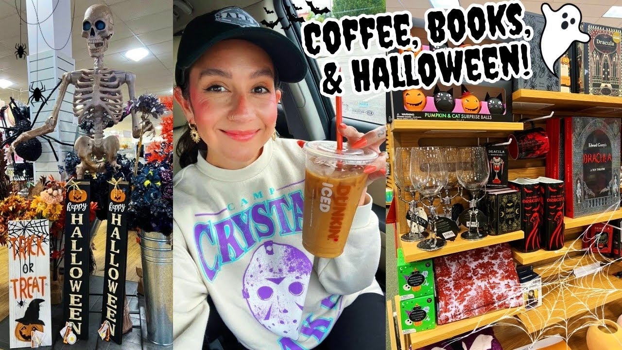 HALLOWEEN & Book Shopping!🎃 Dunkin Pumpkin Coffee☕️ + Barnes & Noble, HomeGoods, Ross & More!📚🖤