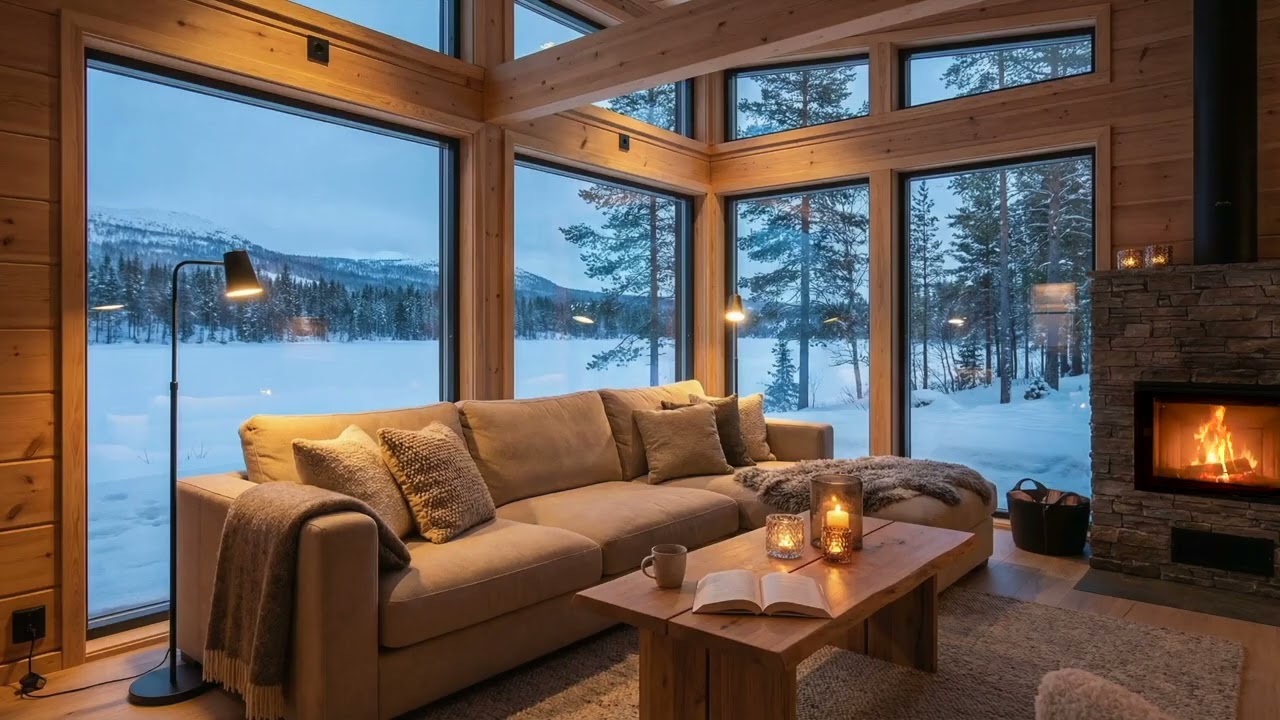 Winter Cabin Fireplace Sounds for Deep Sleep | Quiet, No Music