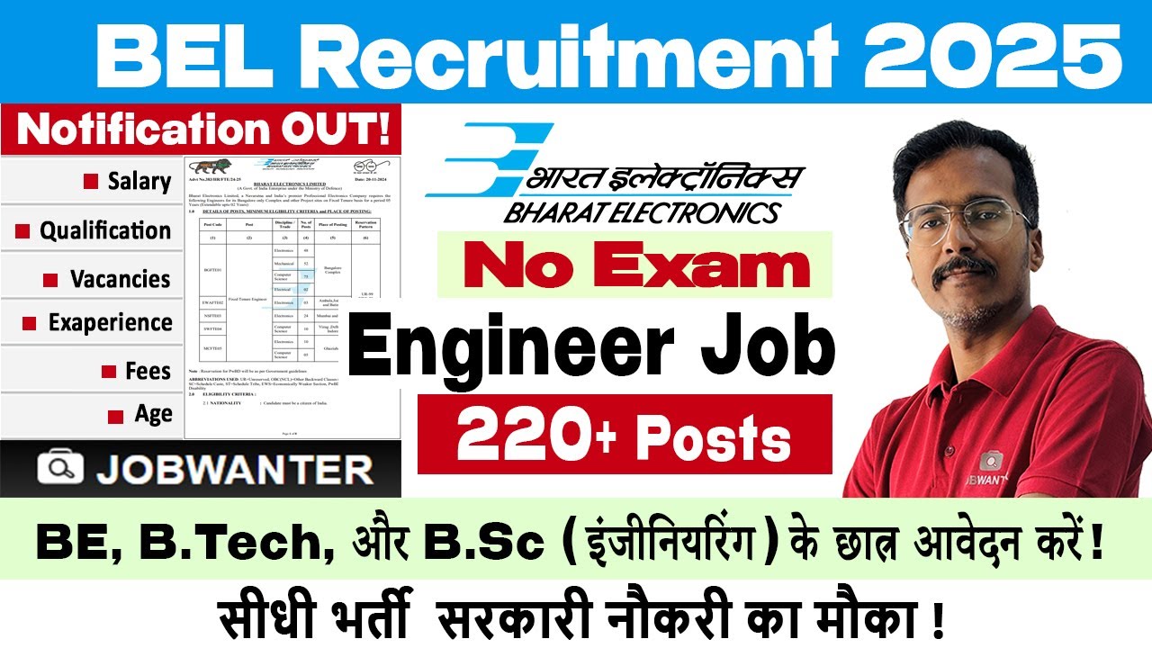BEL Recruitment 2024 | Fixed Tenure Engineer Jobs in Public Sector | Electronics & Computer Science