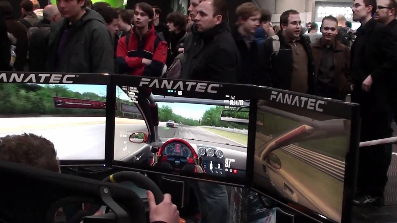 Nils Nassauer drives Racingsimulator on CeBIT 2011