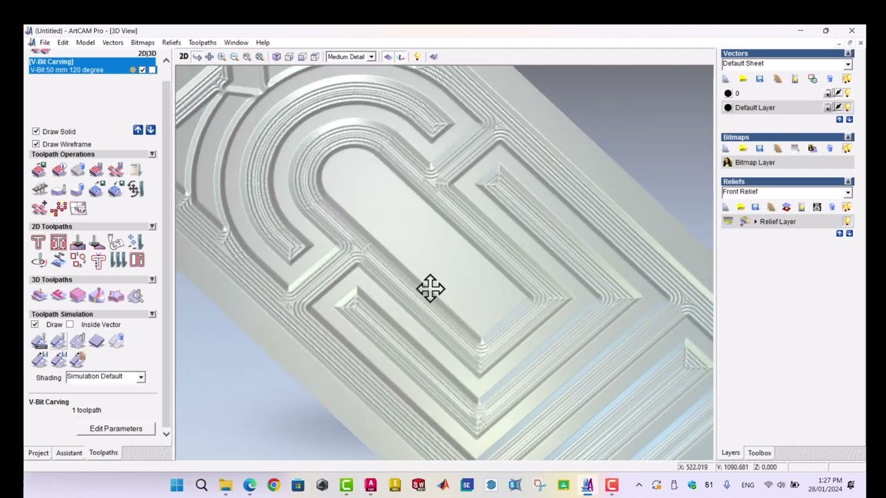 ArtCAM Video 28 how to import DXF to art cam stepover stepdownاستيراد ملف dxf الى  ارت كام