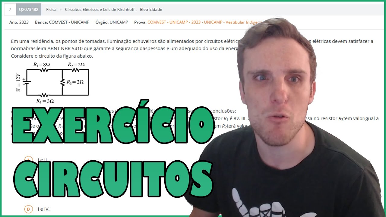 EXERC&Iacute;CIO SOBRE CIRCUITOS - (COMVEST/UNICAMP - 2023) - Em uma resid&ecirc;ncia, os pontos de tomadas...