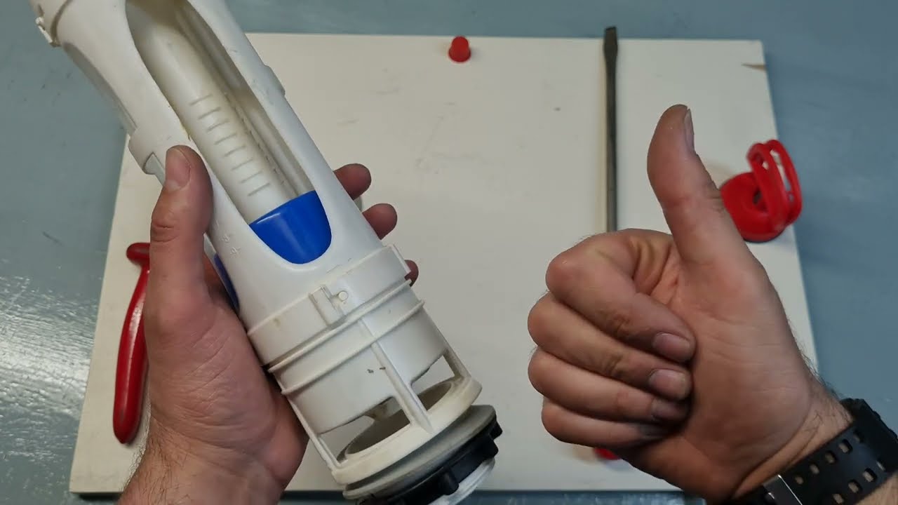 How to remove, install, change the gasket of a Roca toilet cistern flush mechanism, 2 Buttons