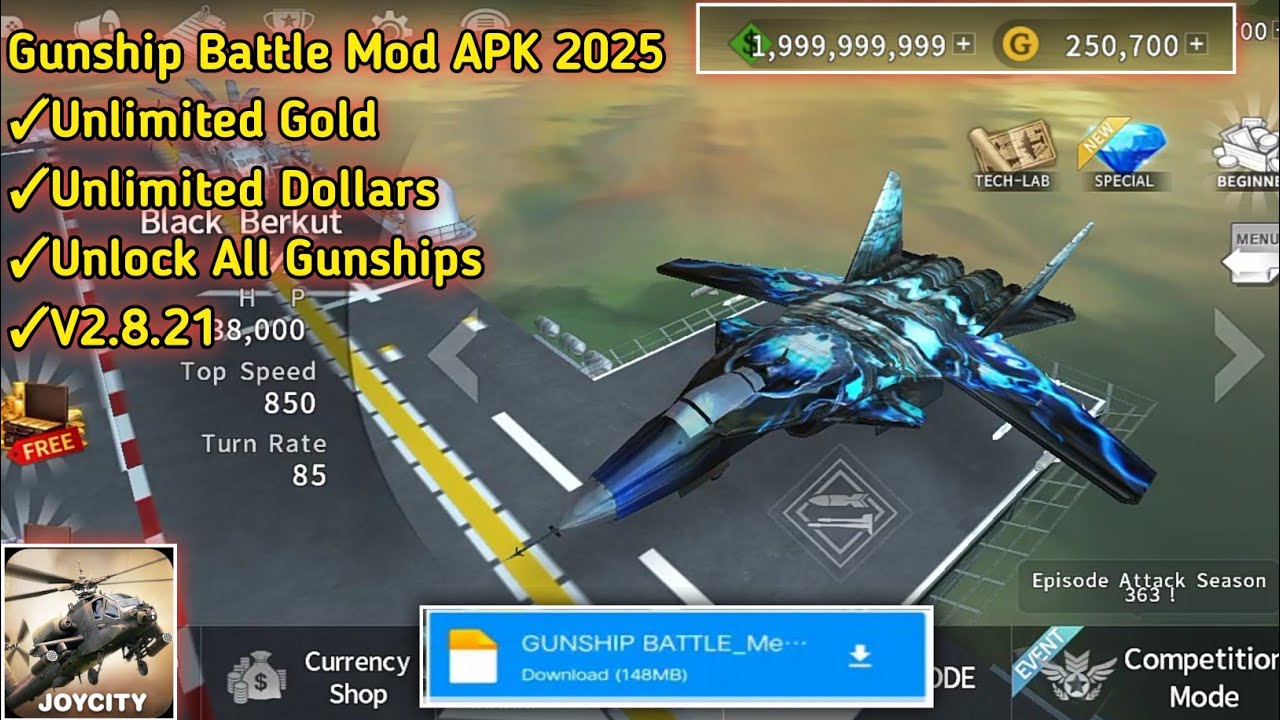 🔥 Gunship battle Mod APK 2025 Unlimited Gold,Dollars Unlock All Gunships Free Download