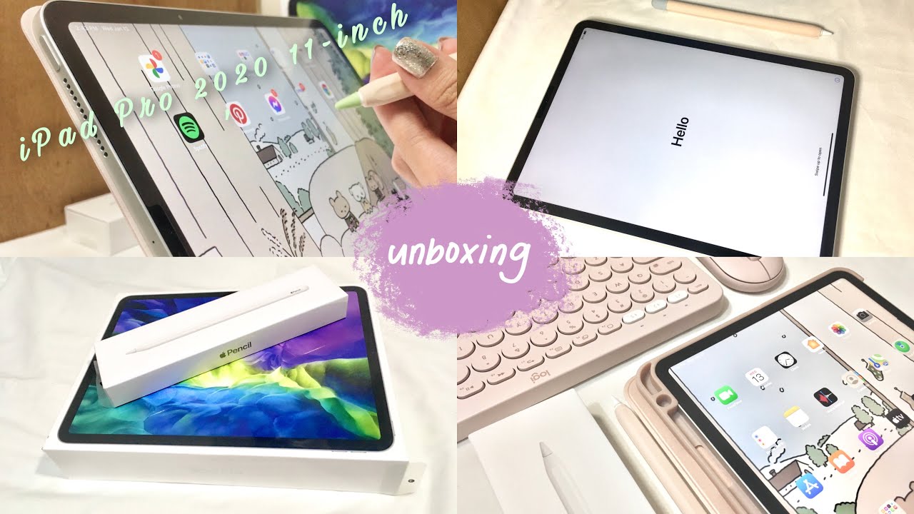 iPad Pro 2020 11 inch unboxing + Apple pencil 2nd gen. + Logitech K380 & M350 + accessories