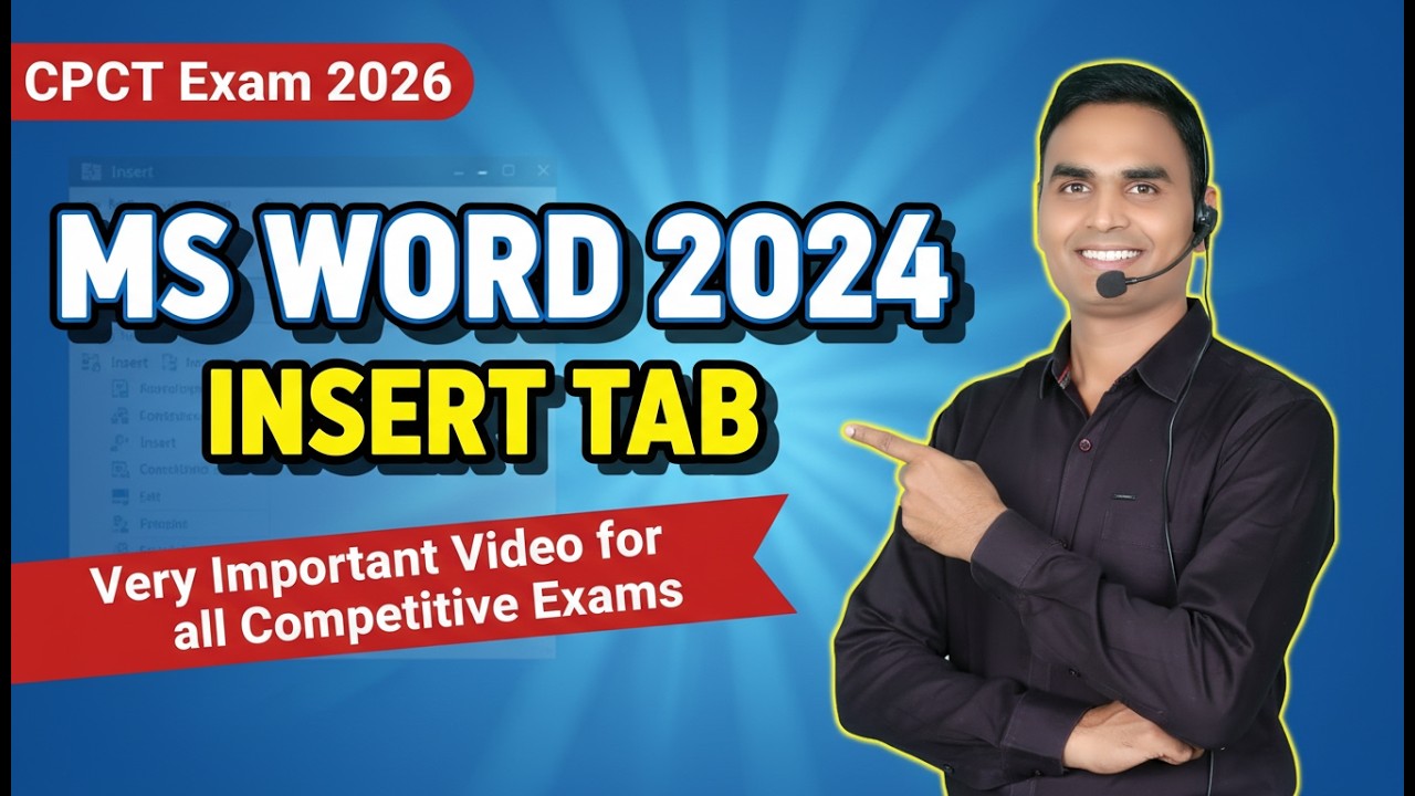 MS Word Full Course in Hindi | CPCT EXAM 2026 | INSERT TAB , Lesson 5