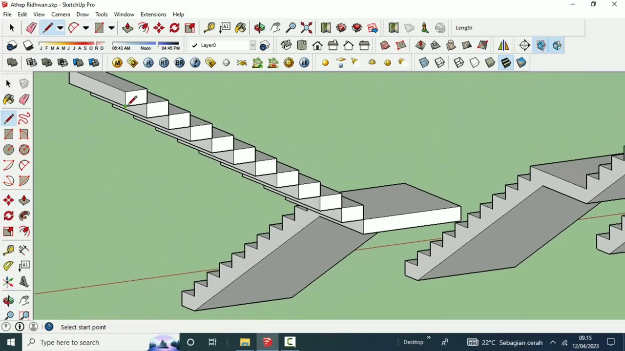 Sketchup - CARA MEMBUAT TANGGA I, L, U dengan MUDAH CEPAT di Sketchup