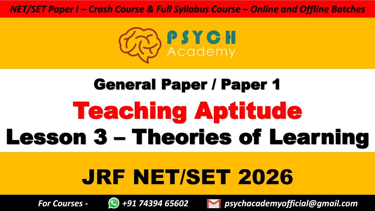 Full Class on Teaching Aptitude 4 | Theories of Learning | UGC NET Paper I / General Paper | AJ Sir