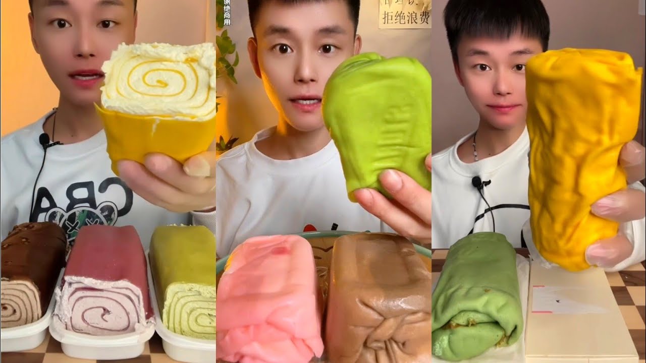 ASMR Creamy Crepe Roll, Mochi Eating🎂🍡MUKBANG SOUNDS เครปเค้ก​ 크림케이크#cake#mukbang#crepe#asmr#monday