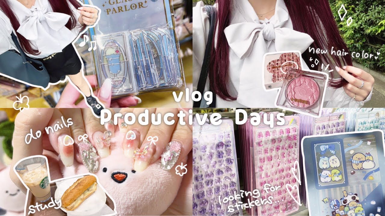 [vlog] 好きな事しかしない20代OLの3日間 | ボンボンドロップシール探し,セルフネイル,ロフトコスメ開封,資格勉