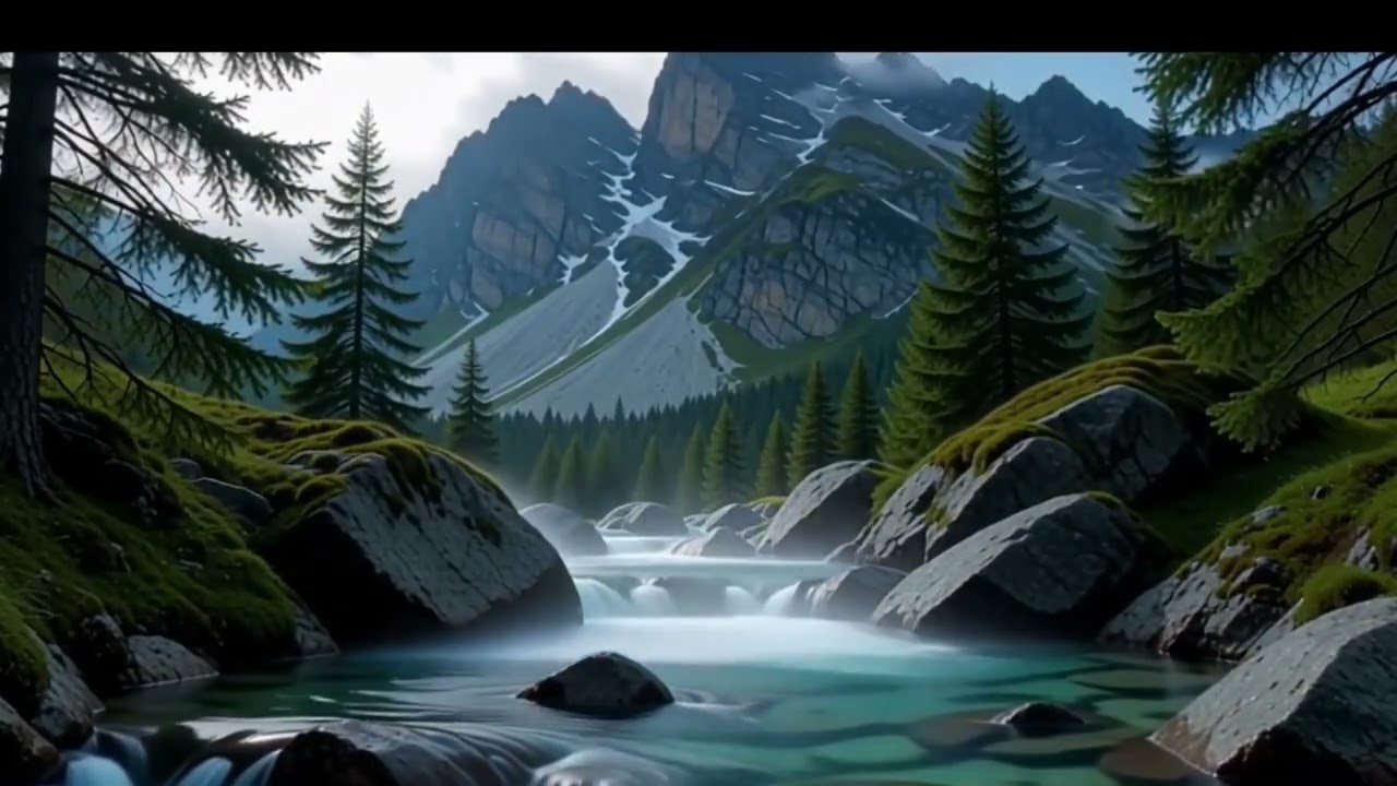 Mountain Rain Sounds with relaxing music for Stress Relief, sleep, meditation or study