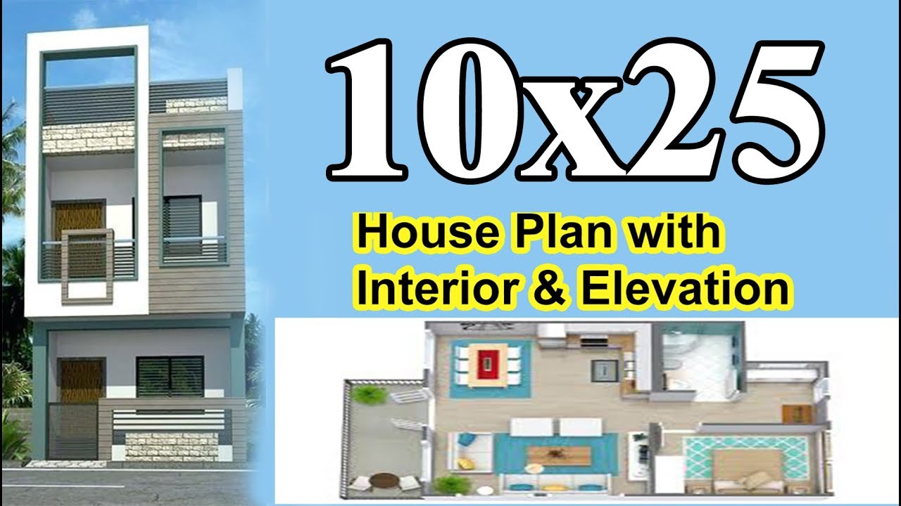 10x25 House plan with Interior & Elevation complete