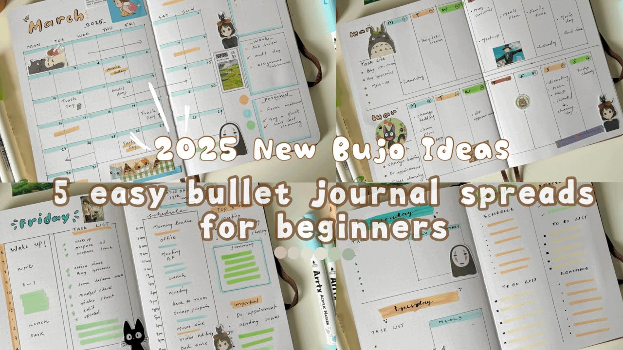 5 New Bullet Journal Spread Ideas for 2025 | Aesthetic & Productive BUJO Layouts ft: @arrtxglobal