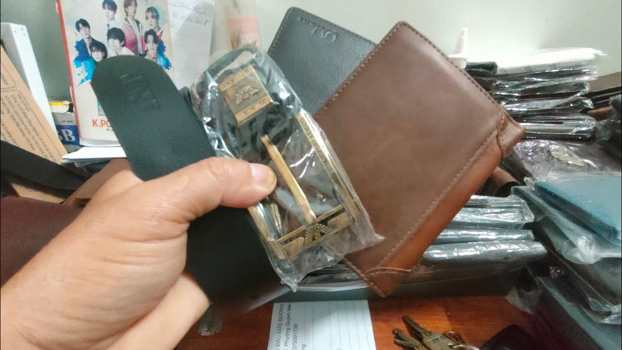 Bộ đôi ví + dây thắt lưng da bò giá rẽ 
