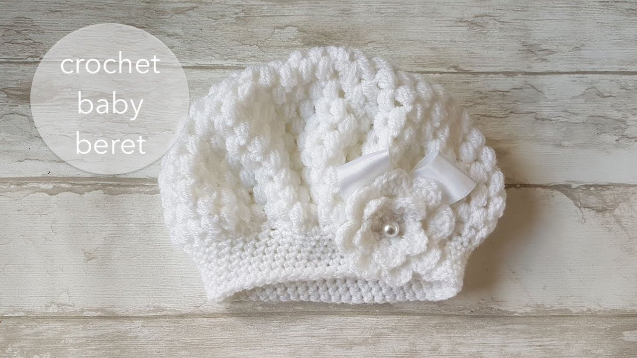 crochet baby hat * puff stitch beret