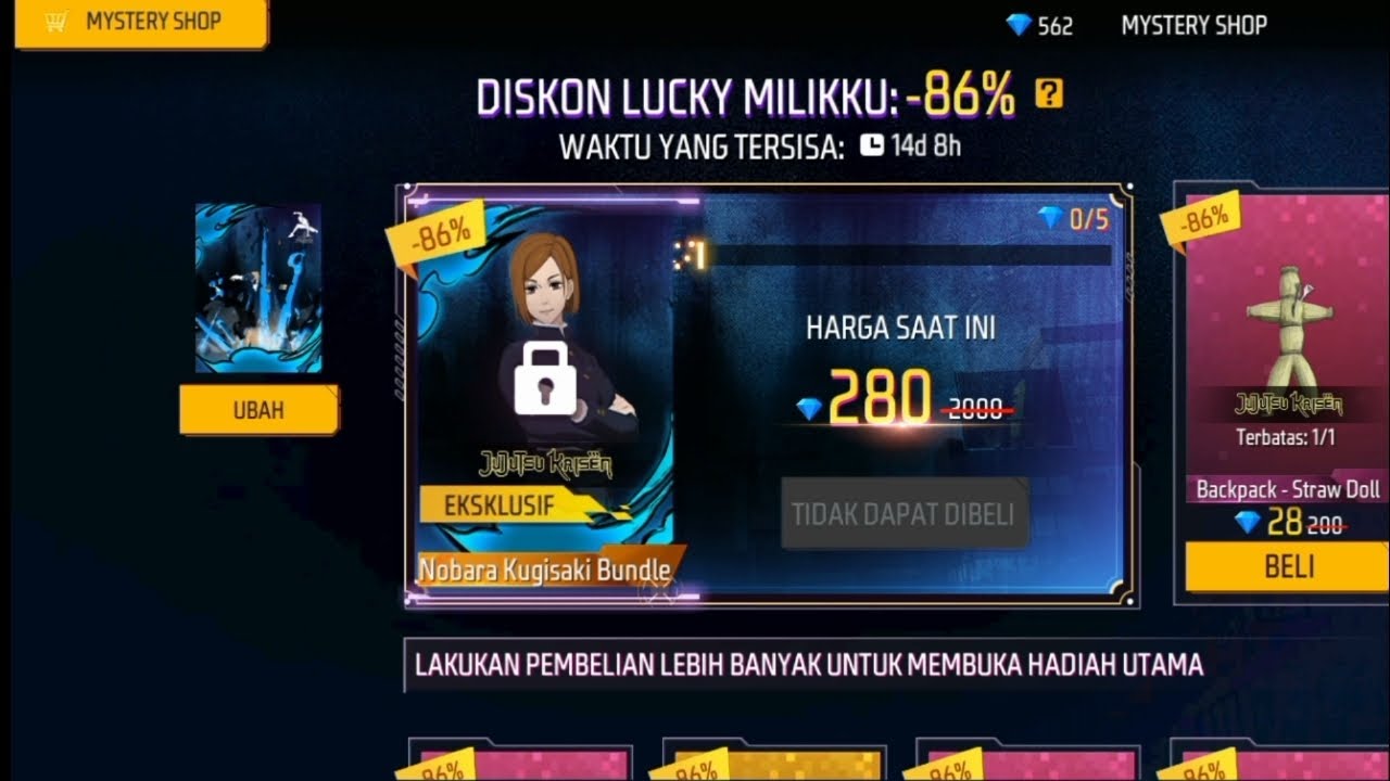 Borong mystery shop emot nobara😱, btw kalian dapet diskon berapa? #freefire #jujutsukaisen #viral 