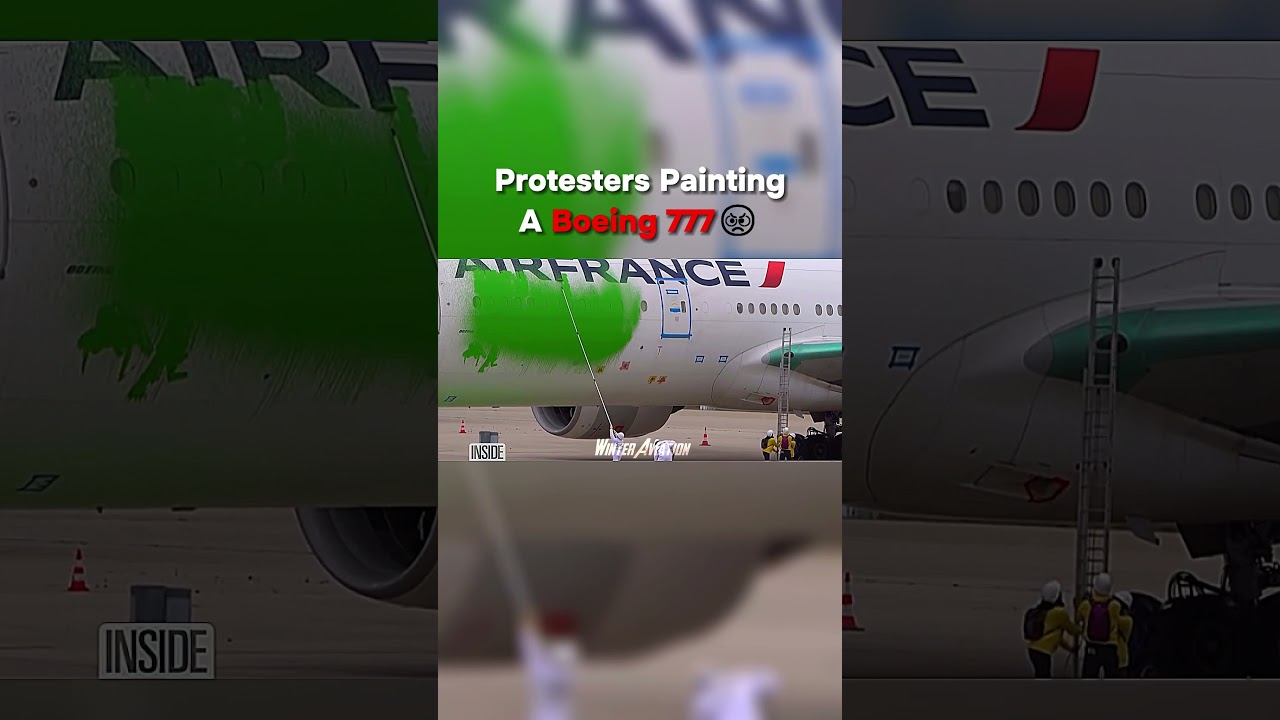 Protesters Painting a 777?! 😡 &mdash; My Honest Reaction: Start the Engines 😂 #viralvideo #aviation #plen